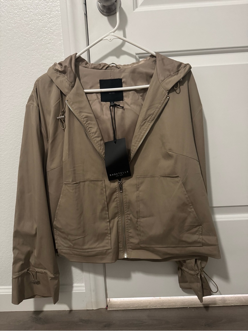 bagatelle Taupe Hooded Utility Jacket